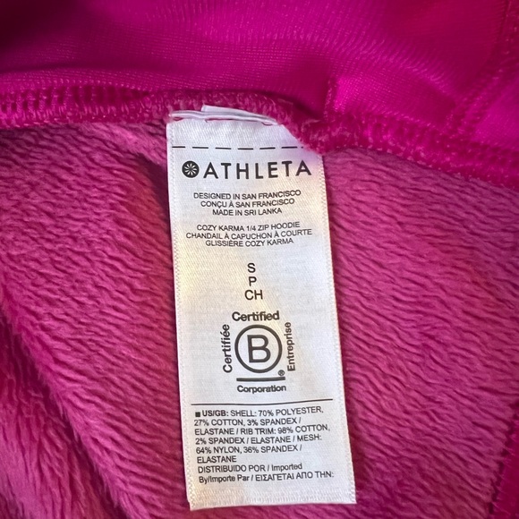 Athleta pull over hoodie previously loved size small color fushia - Picture 8 of 8